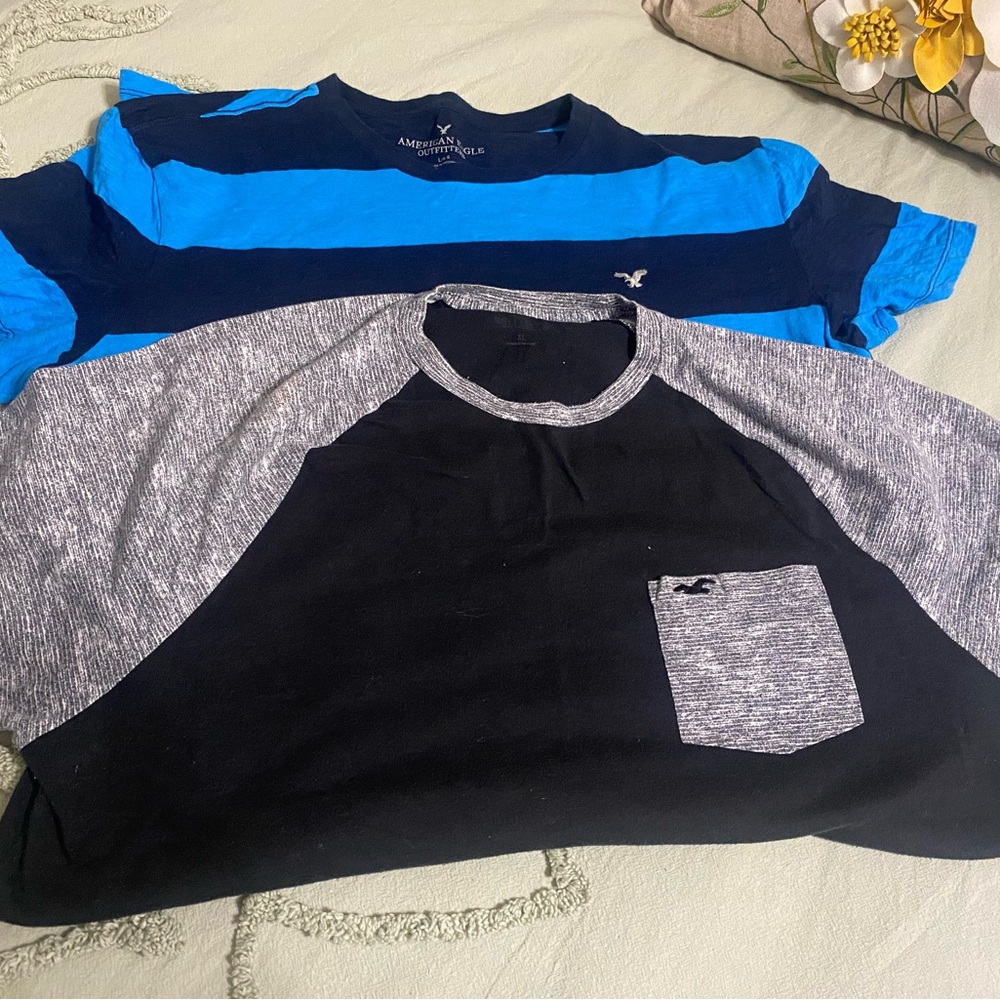 Blue and Black Short Sleeve Tees
